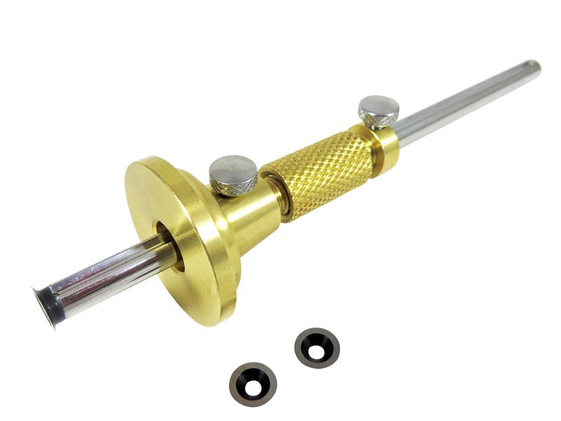 Taytools 464763 Solid Brass Wheel Woodworking Precision Marking Cutting Gauge with 2 Extra Cutters Micro Adjust Head - Image 1